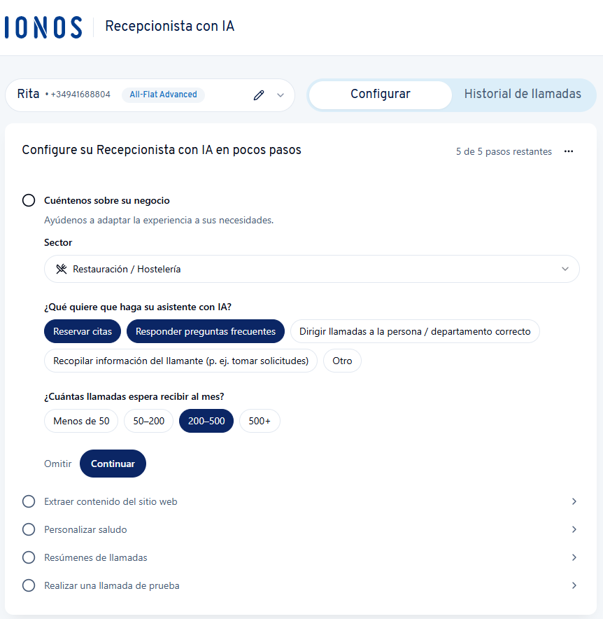 Captura de pantalla: introducción opcional de información básica sobre tu empresa desde la cuenta ###COMPANY_NAME##