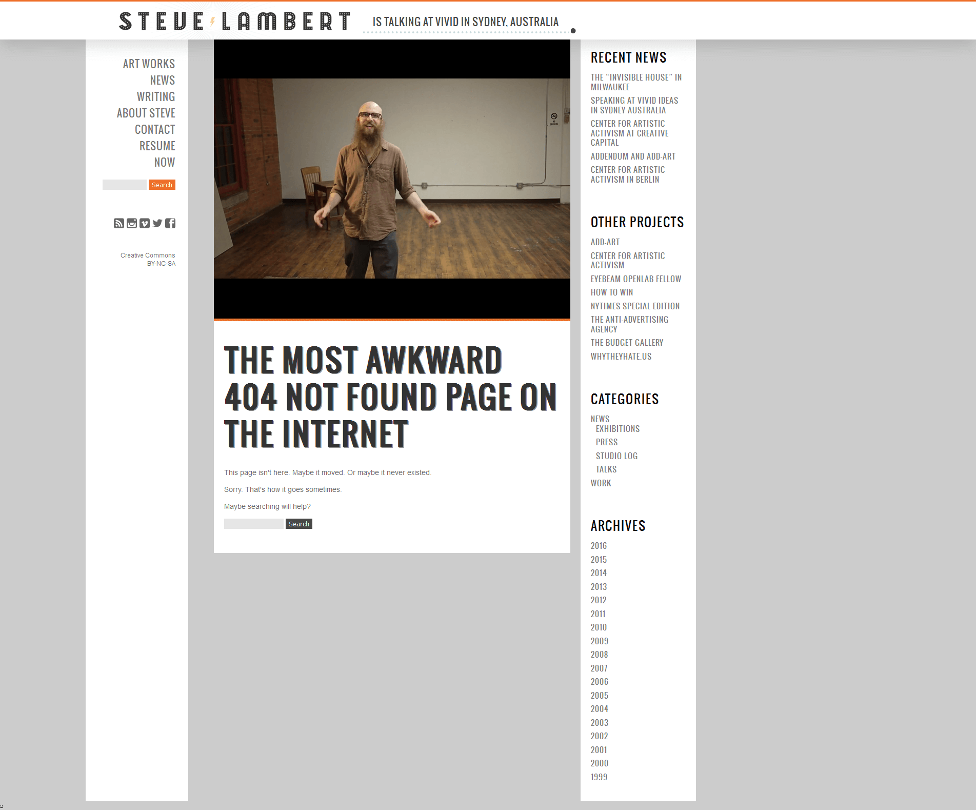 Mensaje 404 de Steve Lambert