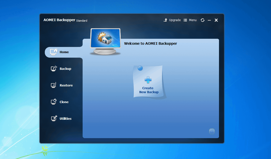 Aomei Backupper Standard 4.0.4: pantalla de inicio