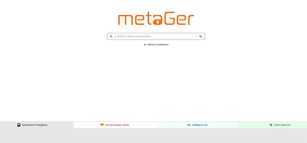 Vista de los resultados de búsqueda en MetaGer