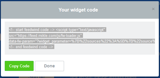 Código de widgets