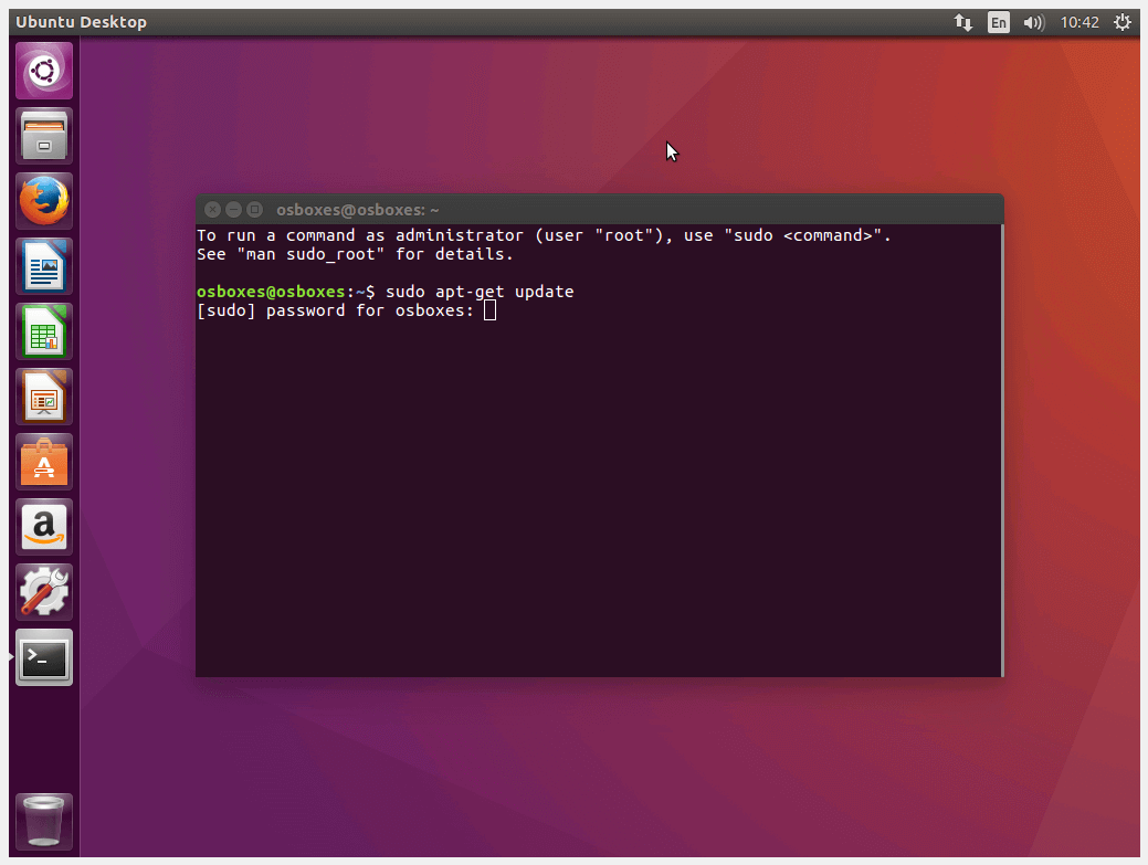 La terminal de Ubuntu solicita contraseña