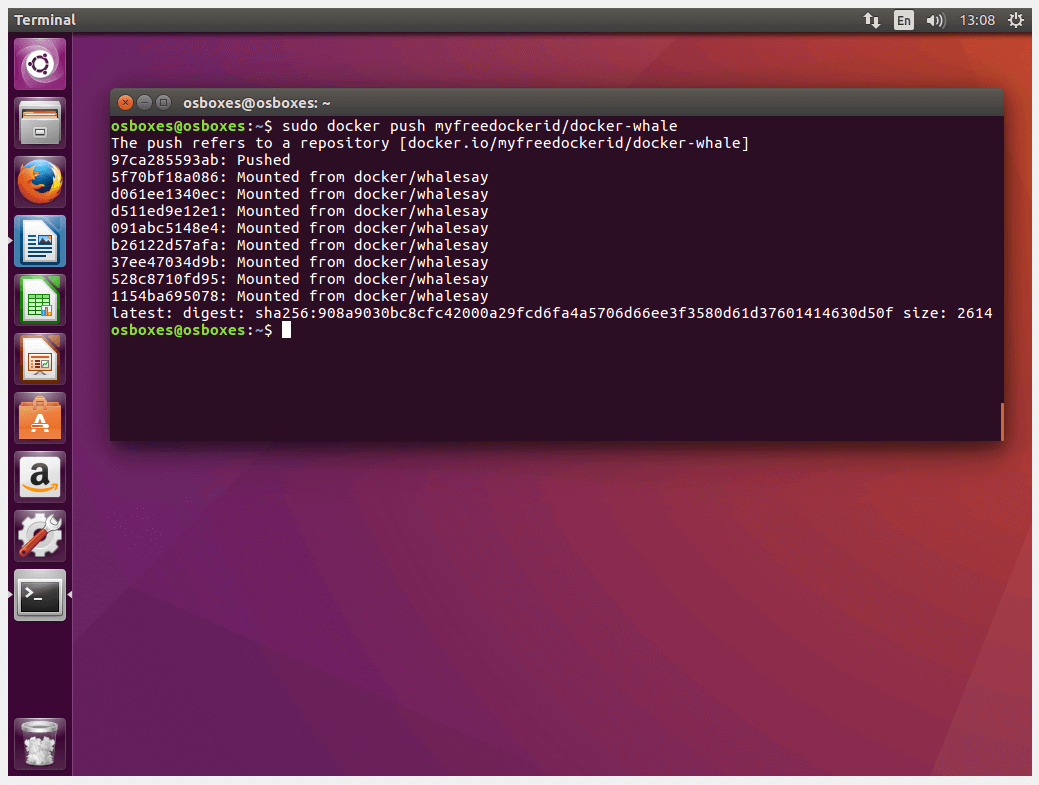Terminal Ubuntu: notificación de estado tras subir la imagen