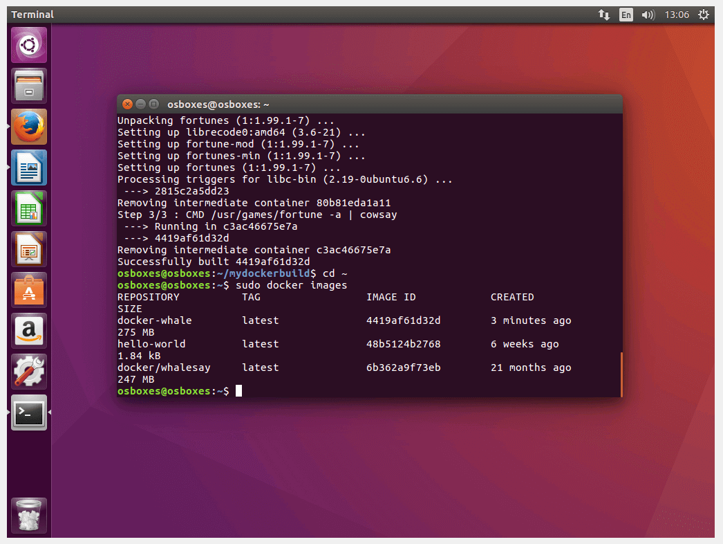 Terminal Ubuntu: vista general de todas las imágenes