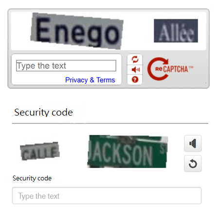 Ejemplo clásico de reCAPTCHA en el registro de usuarios