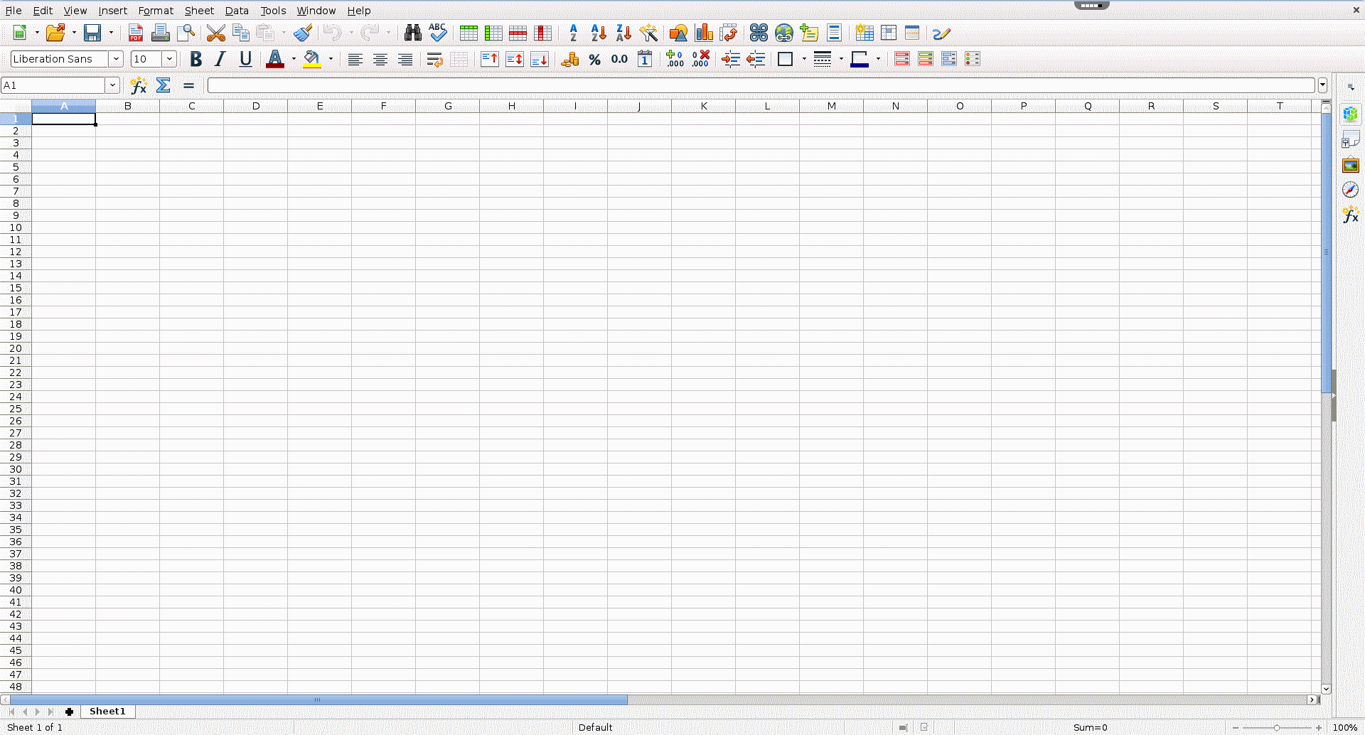 Captura de pantalla de LibreOffice Calc
