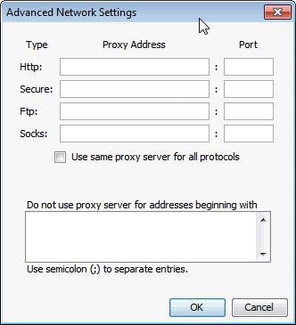 Ajustes proxy avanzados en Windows 7