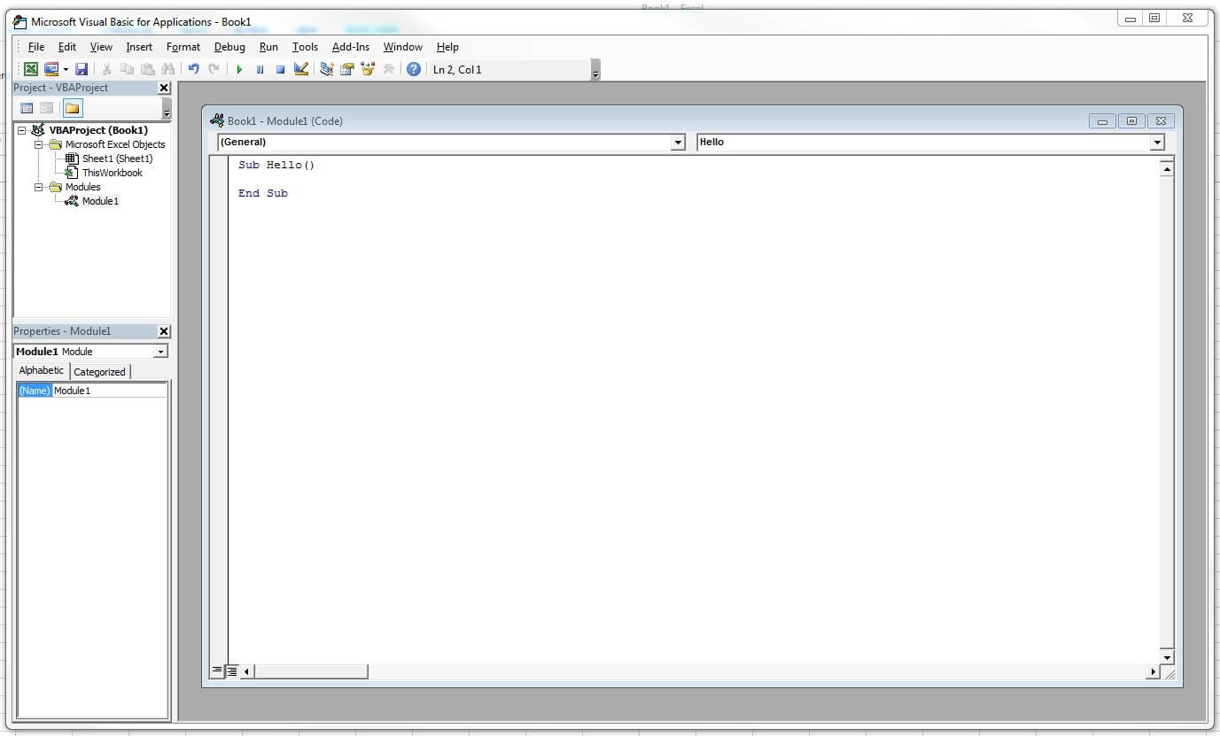 Editor Visual Basic en Excel