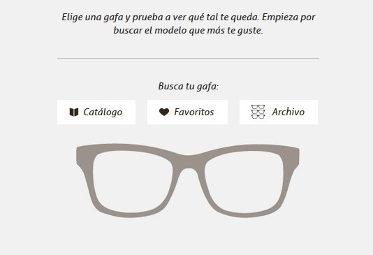 Probador de gafas en la página web de la tienda Multiópticas