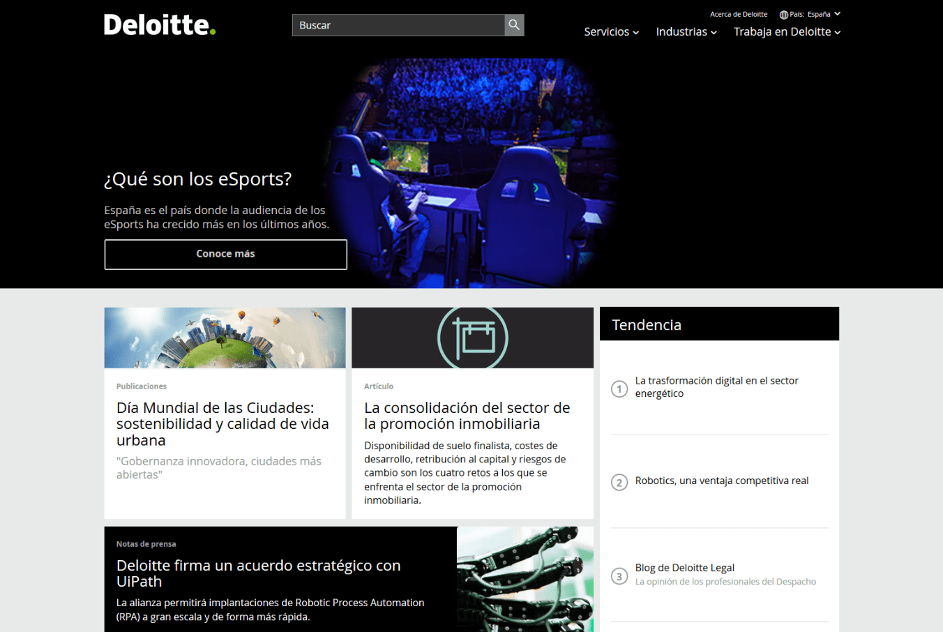 Screenshot de la página en español de Deloitte