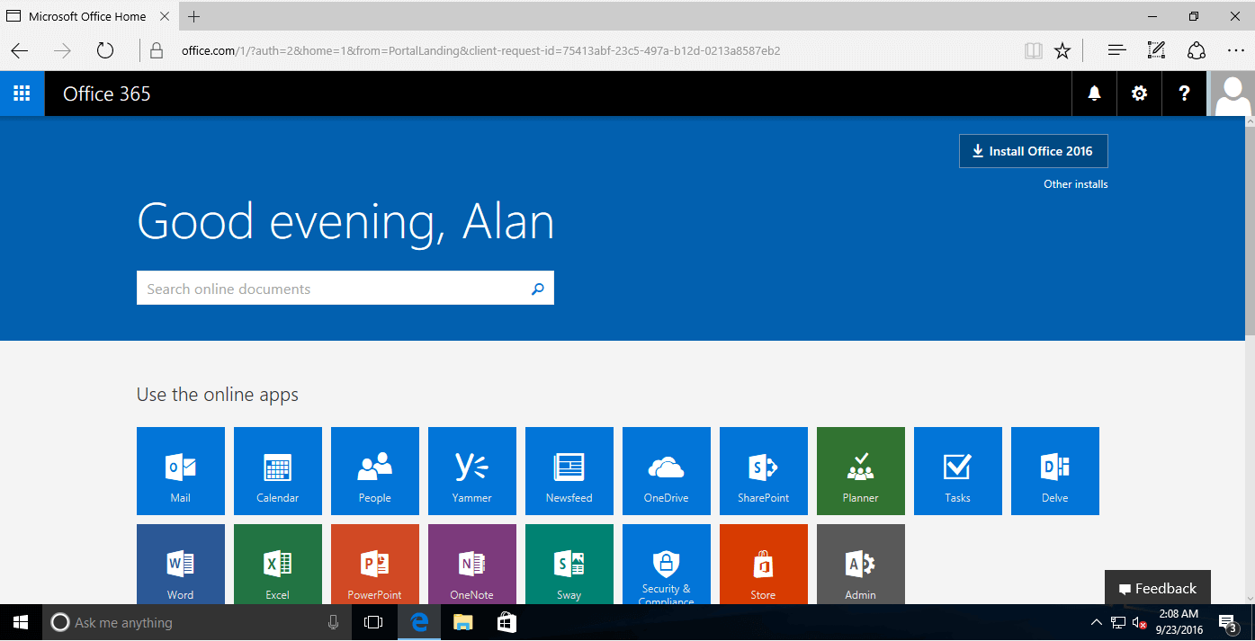 Interfaz de usuario de Microsoft 365 en el navegador