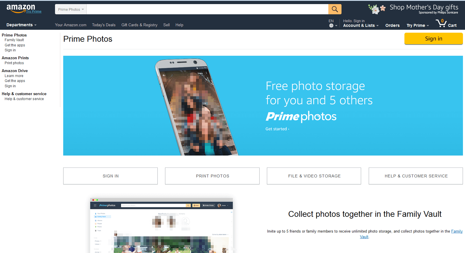 Captura de pantalla de Amazon Prime Photos