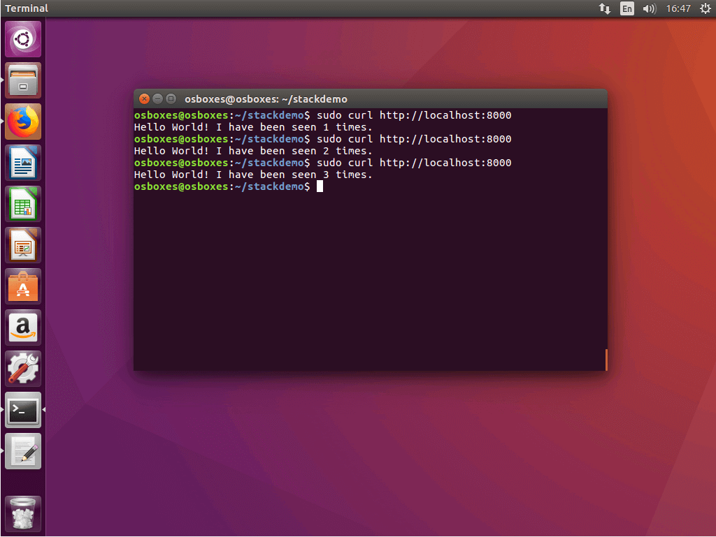 Comando “curl” en el terminal Ubuntu