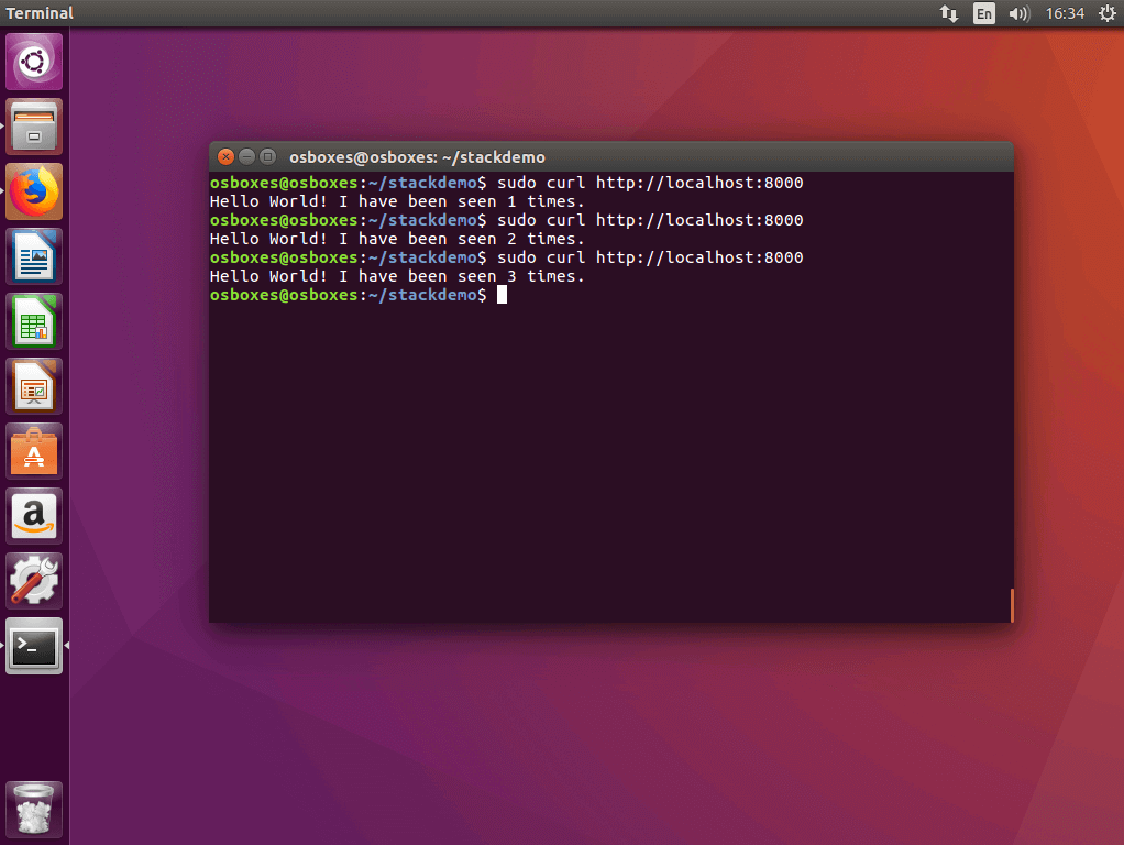 El comando “curl” en la terminal Ubuntu