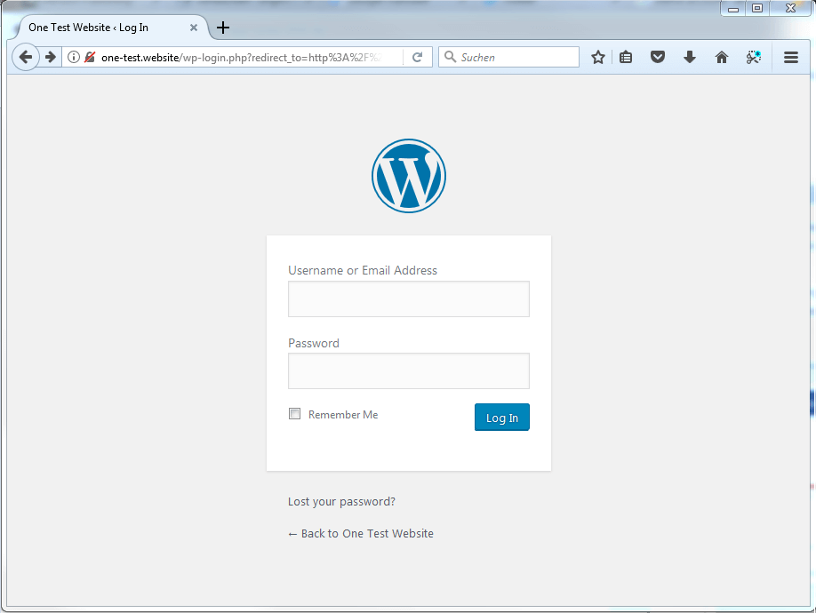 Página de acceso a WordPress