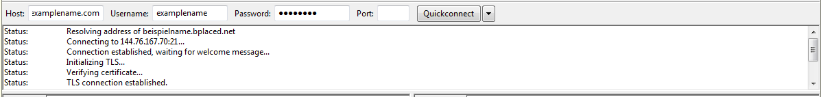 Estado y configuración de la conexión en Quickconnect