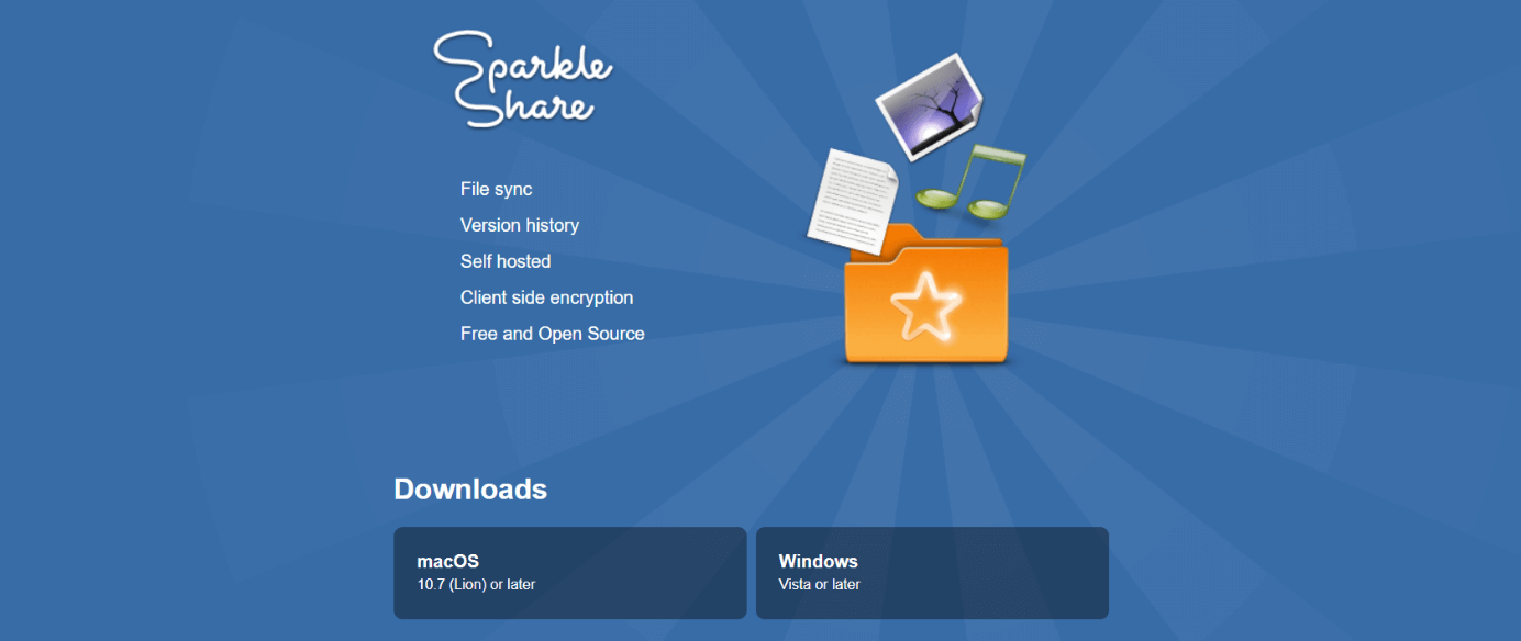 Página web de SparkleShare
