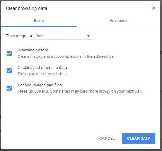 Borrar los datos del navegador en Google Chrome