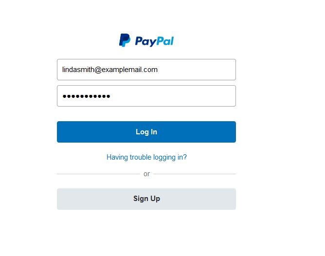 PayPal: menú de inicio de sesión