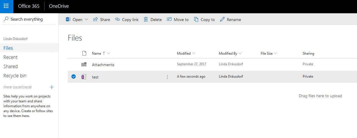 Microsoft OneDrive for Business: interfaz de usuario de la aplicación web