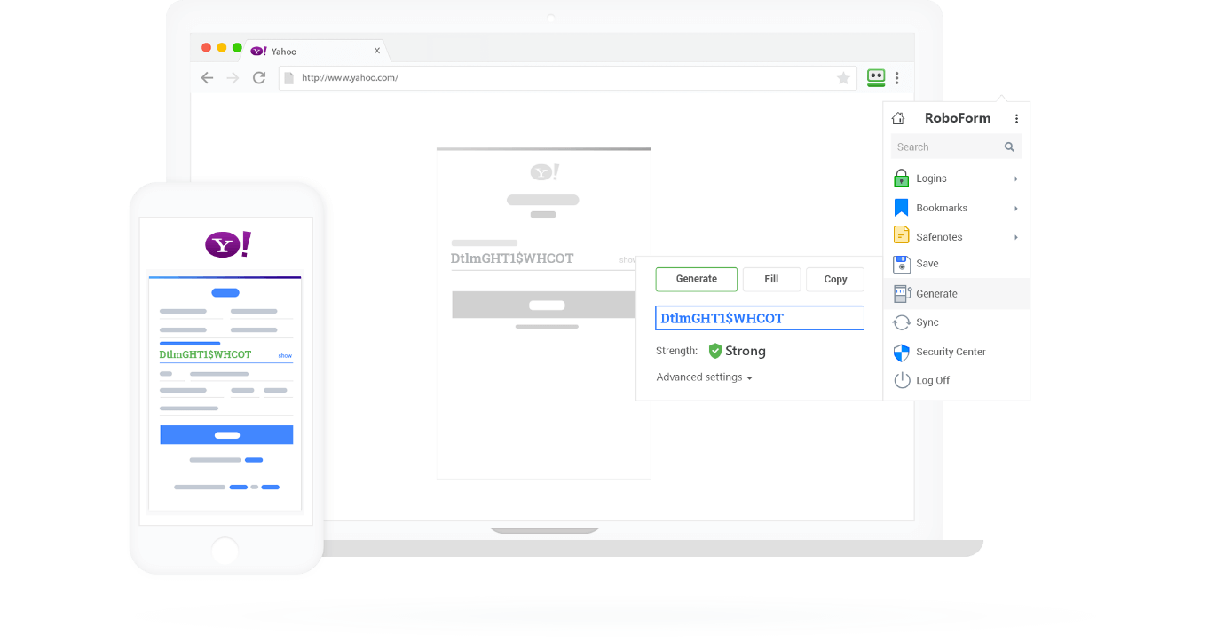 Interfaz de usuario de RoboForm en macOS y iOS