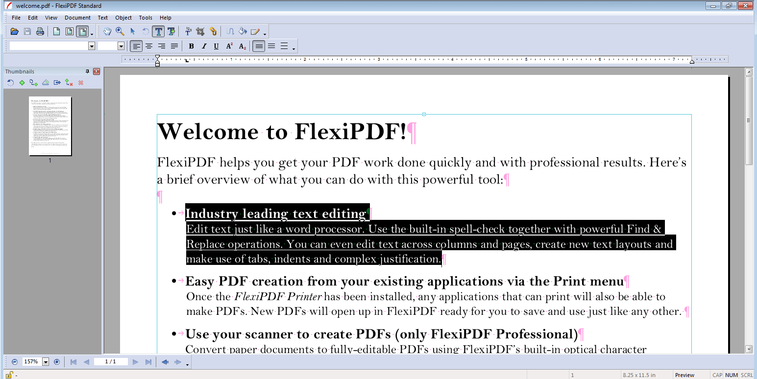 Función de edición de texto en FlexiPDF