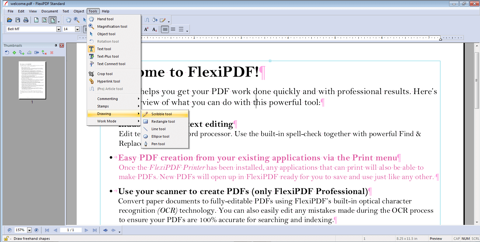 Selección de herramientas en FlexiPDF