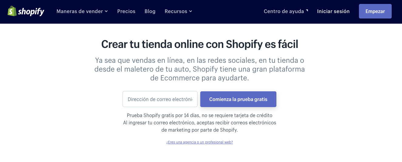 Crear tienda online con Shopify