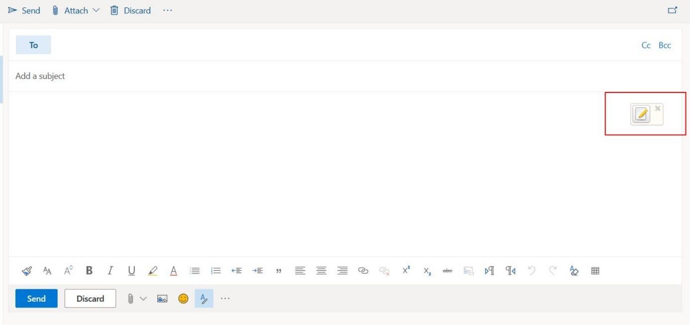 Editor de un mensaje en Outlook on the web