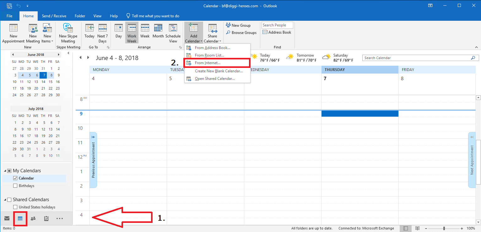 Outlook: Abrir calendario desde Internet