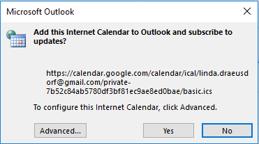 Solicitud de verificación de suscripción a Microsoft Outlook