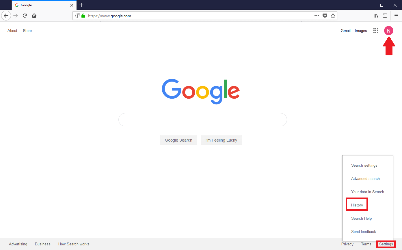 Página de inicio del buscador de Google.