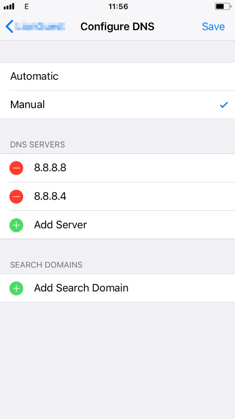 Configurar DNS de Google en iOS