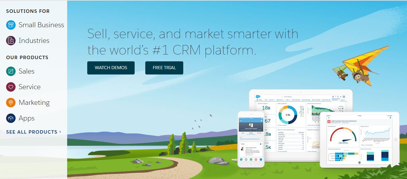 Página de inicio del proveedor de SaaS Salesforce