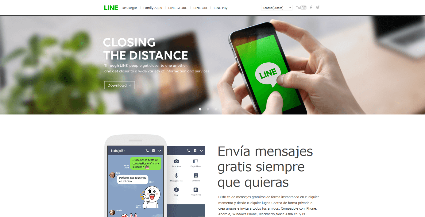 Página principal oficial de Line en español