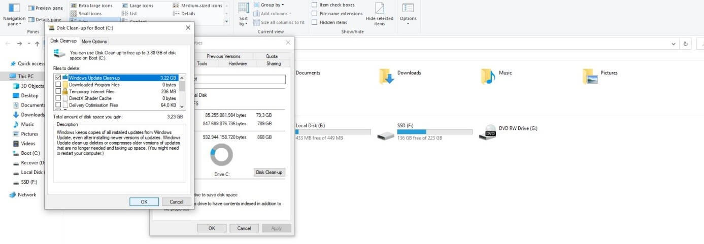 Windows 10: limpieza de disco â€œArchivos de sistemaâ€