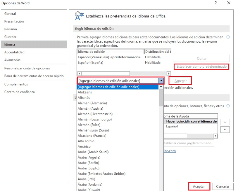 Word: cambiar idioma de edición y visualización del editor - IONOS