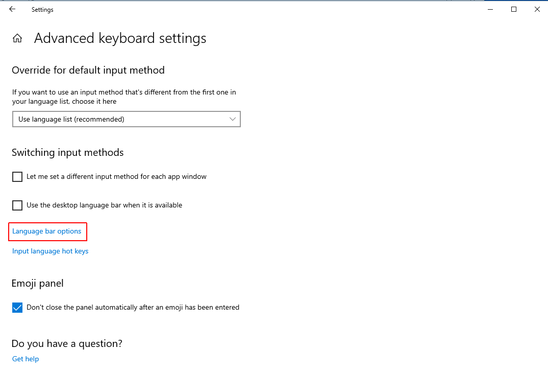 Configuración avanzada de teclado de Windows 10
