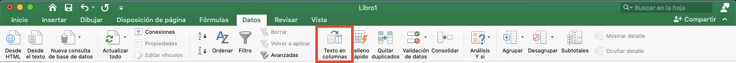 Menú de la pestaña “Datos” en Excel 2016 Menú de la pestaña “Datos” en Excel 2016