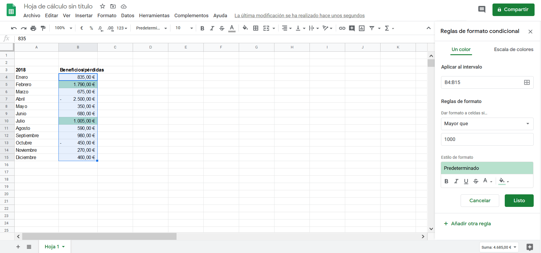 Suma Si Google Sheets Cómo aplicar formato condicional en Google Sheets - IONOS