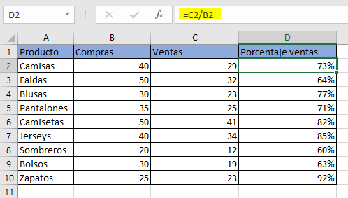 Ordenador portátil pedazo caos Calcular porcentajes en Excel: fórmula para calcular porcentajes - IONOS