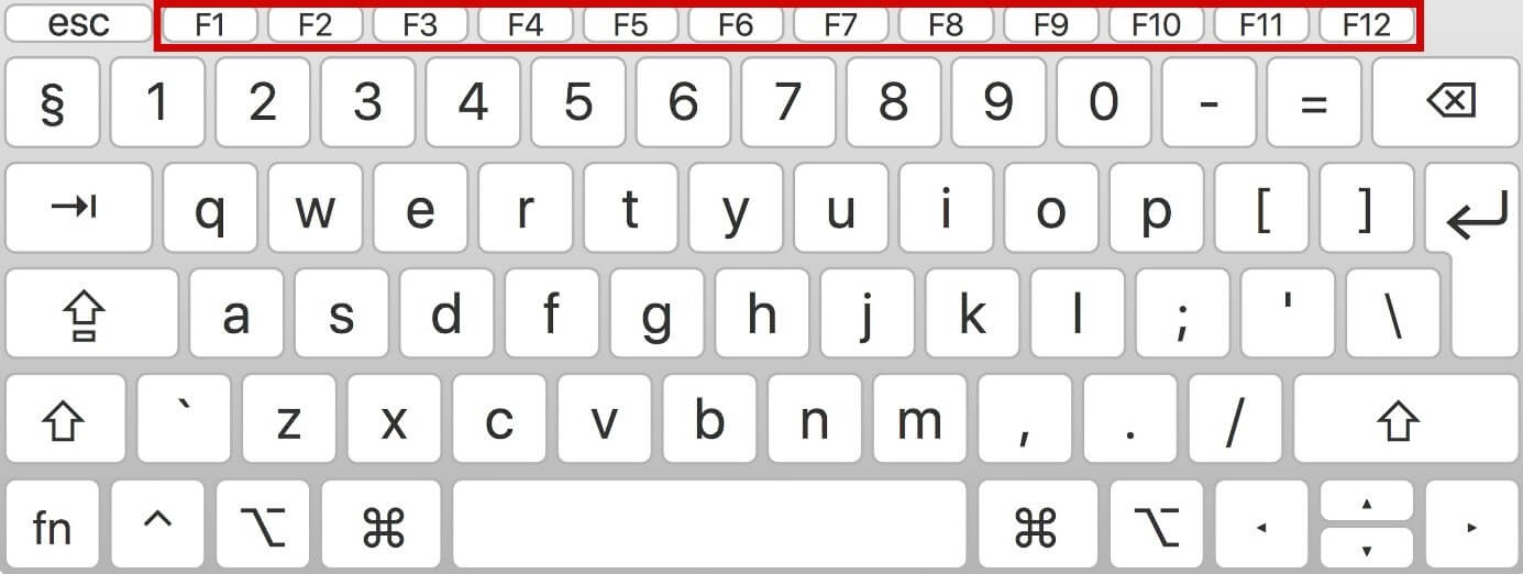 Teclas de función en un teclado Mac