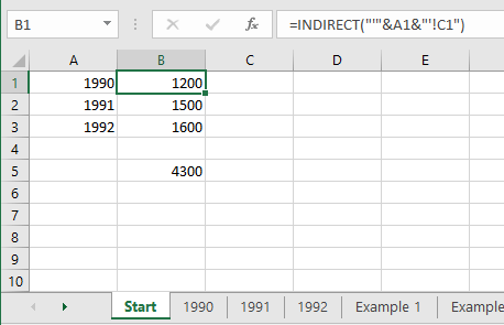 Representar valores de diferentes hojas con INDIRECTO en Excel.