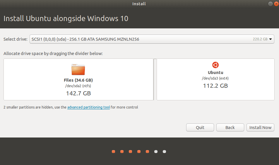 Iniciar la instalación de Ubuntu con “Instalar ahora”