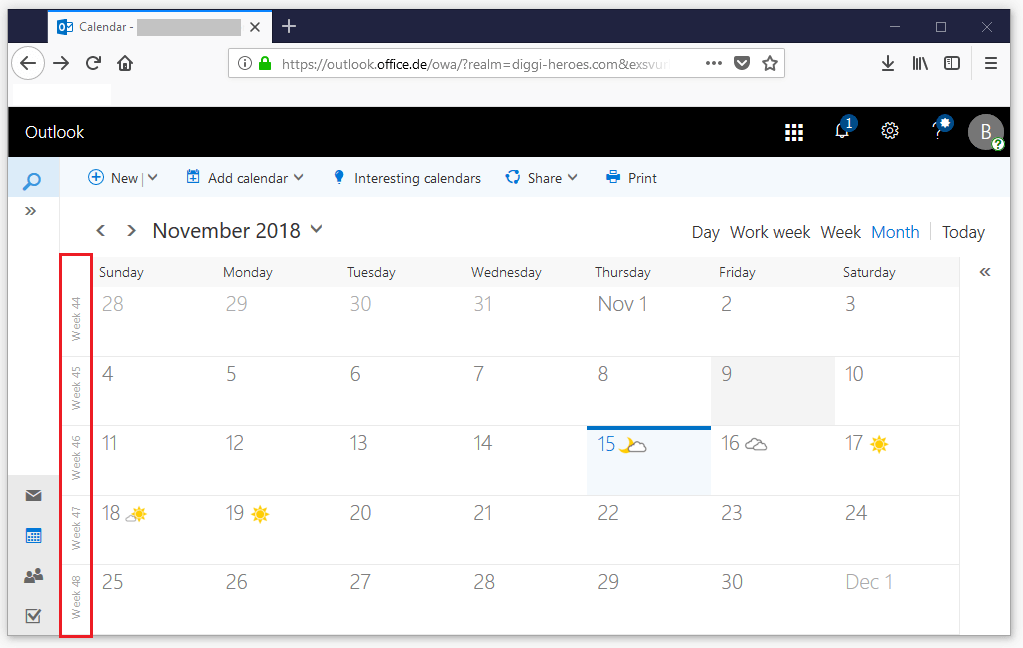 Activar o desactivar las semanas en el calendario de Outlook - IONOS