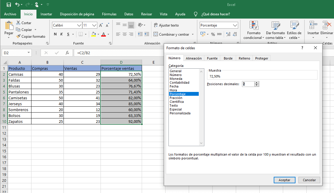 Doméstico excepto por volumen Calcular porcentajes en Excel: fórmula para calcular porcentajes - IONOS
