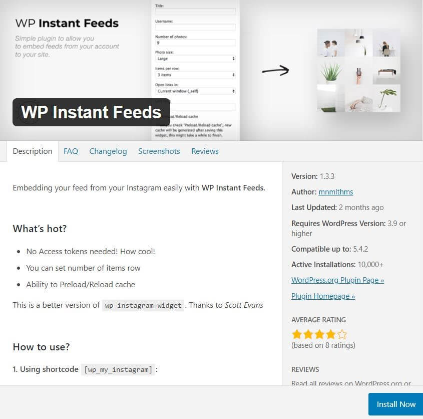 Plugin de Instagram para WordPress WP Instant Feeds