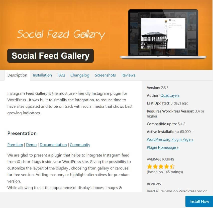 Plugin de Instagram para WordPress Social Feed Gallery