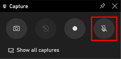 Grabar la pantalla en Windows 10: botón para activar el micrófono