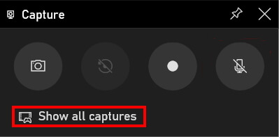 Grabar la pantalla en Windows 10: botón Mostrar todas las capturas
